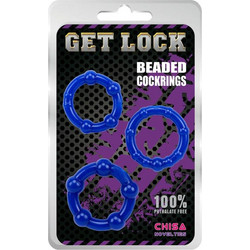 Chisa Novelties Get Lock Beaded Cock Rings Σετ Ελαστικά Δαχτυλίδια Πέους Σιλικόνης Μπλε 3τμχ