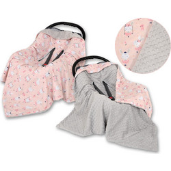 Double-sided car seat blanket - ballerinas pink/gray