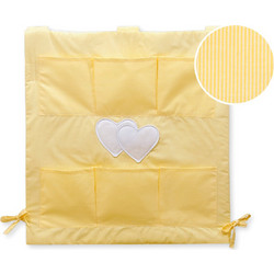 Cot tidy- Hanging Hearts yellow strips