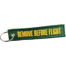 Υφασμάτινο μπρελόκ με Κέντημα REMOVE BEFORE FLIGHT πράσινο