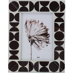 Κορνίζα Romimex Λευκό Μαύρο Γυαλί 10 x 15 x 1 cm