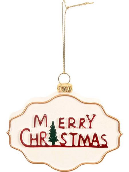 Κρεμαστή πλαστική επιγραφή Merry Christmas λευκή 9,4x1,8x8 εκ