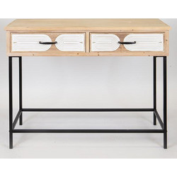 Κονσόλα Ξύλινη Natural-Λευκή Με 2 Συρτάρια 100x41x80,5εκ. ESTHETI 750-25021 - ESTHETI - 750-25021