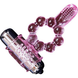 Baile Super Pleasure Tongue Ελαστικό Δαχτυλίδι Πέους Σιλικόνης με Δόνηση Ροζ