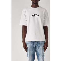 DSQUARED2 T-SHIRT ΚΟΝΤΟΜΑΝΙΚΟ ΛΕΥΚΟ ΜΕ ΛΑΙΜΟΚΟΨΗ ΚΑΙ LOGO ΕΜΠΡΟΣ ΚΑΝΟΝΙΚΗ ΓΡΑΜΜΗ