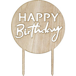 Διακοσμητικό Τούρτας Ξύλινο Happy Birthday 17x12cm