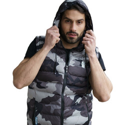 Ghetto Men's Camouflage Puffer Vest with Embroidered Mask Logo | Streetwear