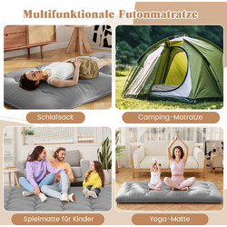 Costway Φουτόν Τατάμι Γκρι 90 x 200 cm με Πλενόμενο Κάλυμμα & Τσάντα Μεταφοράς HU10922GR-T