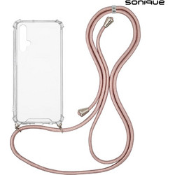 Sonique Armor Clear Θήκη Σιλικόνης με Κορδόνι (Honor 20 / Nova 5T) Ροζ Χρυσό Σατινέ