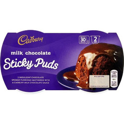 Ατομικά Κέικ Σοκολάτας Γάλακτος Cadbury Sticky Puds Milk Chocolate 2x95g