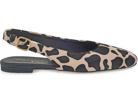 Γυναικείο Slingback Δερμάτινο Σε Χρώμα Λεοπάρ Πόνυ KOMIS & KOMIS C133