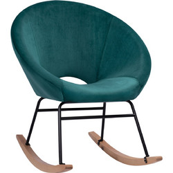 HomeMarkt Κουνιστή Πολυθρόνα Βελούδινη Πράσινη Paulina HM8399.03