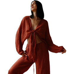 STUDIO TIA W TAI TOP - TAI-BAKED CLAY RED