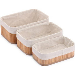 Chios Hellas Καλάθι Αποθήκευσης Bamboo 3τμχ Sonoma 30εκ/24,5εκ/19,5εκ