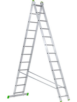 Pallbest EuroPro Διπλή Σκάλα Αλουμινίου 2x12 Σκαλοπάτια