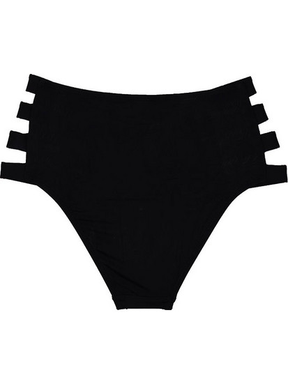 Bikini γυναικείο ψηλόμεσο με ανοίγματα μαύρο Μαύρο