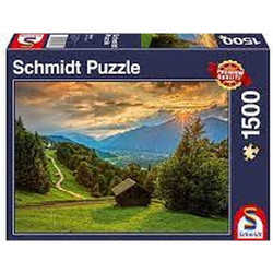 Puzzle Schmidt Sunset Over The Mountain Village Of Wamberg 1500 Κομμάτια