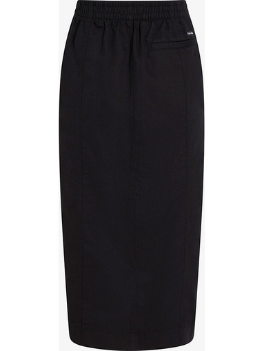 Calvin Klein Μίντι Φούστα Λινή Ψηλόμεση Μαύρη J20J225327
