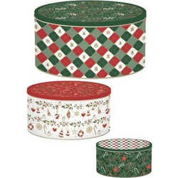 Easy Life Nuova Fancy Christmas Coffee Mania Σετ Μεταλλικά Κουτιά Αποθήκευσης 3 Τεμαχίων Για Καφέ Και Γλυκά 20x8.5cm, 17x8cm, 13.5x6.5cm