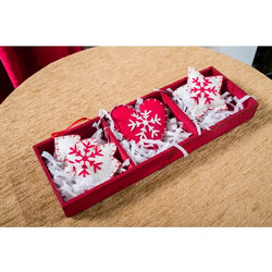 Χριστουγεννιάτικα Ξύλινα Στολίδια 3τμχ White-Red "Teoran"