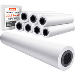 VEVOR Ρολό Σχεδίου, 609.6 mm x 45.7 m, 80 GSM, Κατάλληλο για Σχέδια CAD και Αρχιτεκτονικά Σχέδια KFDYZ2INCH24P14T3001V0