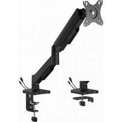 GEMBIRD ADJUSTABLE DESK DISPLAY MOUNTING ARM WITH USB PORTS, 17"-32" BLACK