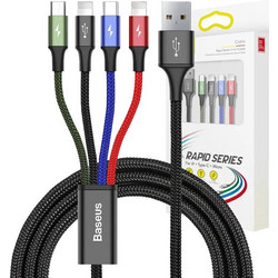Baseus Καλώδιο USB 4σε1 USB σε 2xLightning, USB-C, Micro 3.5A 1.2m Μαύρο