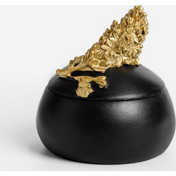 BLOOM ΚΟΥΤΙ ΑΠΟΘΗΚΕΥΣΗΣ 10x10x10cm POLYRESIN ΜΑΥΡΟ ΧΡΥΣΟ 1τμχ