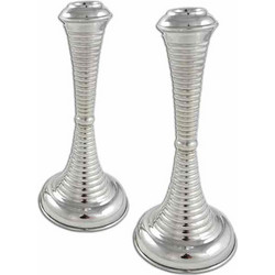Ασημένια Κηροπήγια Γραμμωτά σετ 2τμχ 20x9cm