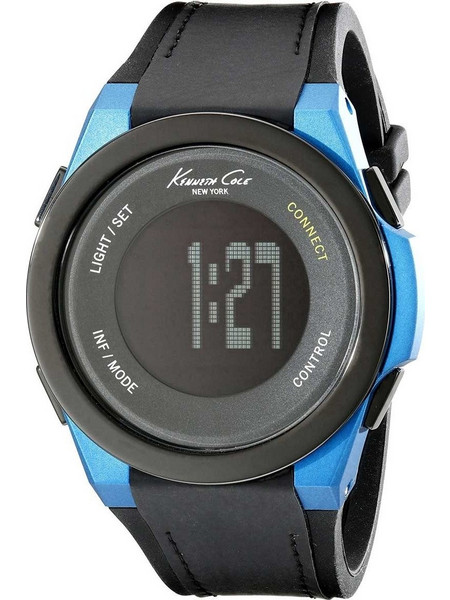 Kenneth Cole Ψηφιακό Ανδρικό Ρολόι Χρονογράφος με Μαύρο Δερμάτινο Λουράκι 10022808