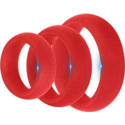 Thick 3 C-Ring Set - Stretchy Silicone Red