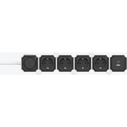 Eurolamp Πολύπριζο 4 Θέσεων με 2 USB-A, Διακόπτη και Καλώδιο 2m 147-62460