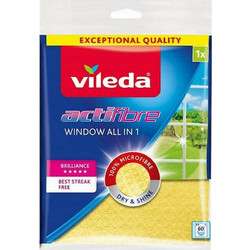 Vileda Actifibre Πανάκι Καθαρισμού με Μικροΐνες για Τζάμια Κίτρινο 36x32εκ (06-6819)