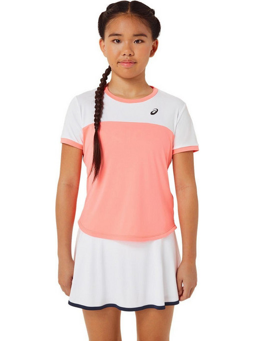 ASICS Παιδικό T-Shirt Κοντομάνικο Λευκό Ροζ 2044A039-701