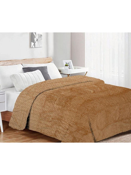 Κουβέρτα Υπέρδιπλη 220x240 Coral Fleece Jacquard Brick 02 Beige Dimcol