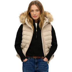 Superdry Everest Γυναικείο Μπουφάν Χειμωνιάτικο Puffer Κοντό Εκρού W5011576A-7MO