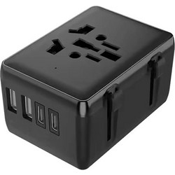 Techsuit Αντάπτορας Πρίζας Travel Adapter PD20W, 2 x USB-A, 2 x Type-C, EU, UK, AUS, US, Black (HHT203A)