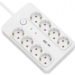 Technik Technik Πολύπριζο 8 Θέσεων 1,5m (1,5mm2) + USB-A-C+ Surge + Διακόπτης 16A 11191