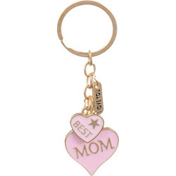 Μπρελόκ Δωράκι Χρώμα Χρυσό Καρδιά Ροζ Best Mom 10cm