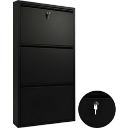 Hanah Home Παπουτσοθήκη Primo 3 Μαύρη 50x104x15cm 206Frg1116