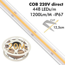 Ταινία Led 220V-240V AC Bridgelux cob 14W/m 4000K 448Led/m 1m 11253