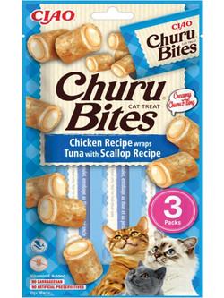 Inaba Churu Cat Bites with Chicken, Tuna & Scallop 30gr