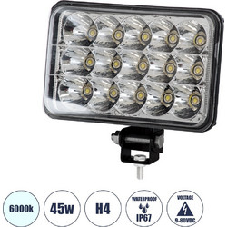 GloboStar Vehicle & Forklift Work Lights - Φώτα Εργασίας για Οχήματα Περονοφόρα - Κλάρκ H4 H/L Led 45W Dc 9-80V Αδιάβροχο IP67 Ψυχρό Λευκό 6000K Μ20.5 x Π13.5 x Υ6.5cm - (85420)