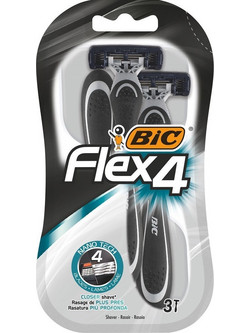 BIC Flex 4 Ξυραφάκι με Ανταλλακτικές Κεφαλές με 4 Λεπίδες & Λιπαντική Ταινία 3τμχ
