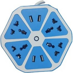 Πολύπριζο σε σχήμα φρούτου USB hexagon Socket Jiageng JG23192 - μπλε