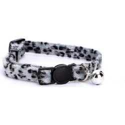 Περιλαίμιο με Καμπανάκι και Animal Print Snow Leopard για Γάτες W1.0*L20-30cm