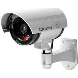 Ψεύτικη Security Kάμερα Aσφαλείας Dummy IR Camera CCD IP44 ασημί