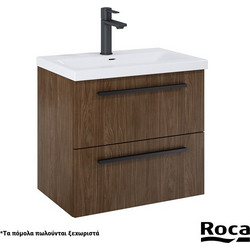 Roca Kwadro Plus 60 Alpine Σετ Έπιπλο Μπάνιου με Νιπτήρα Walnut