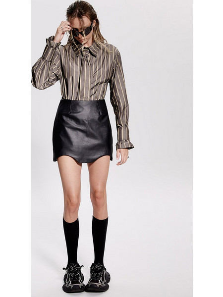 Vegan Leather Mini Skirt Jardin De Vanite Μαύρο