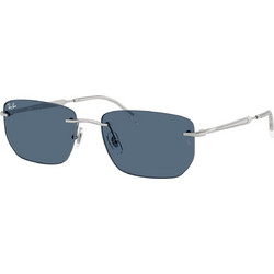 Ray-Ban RB3768 003/80 Ανδρικά Γυαλιά Ηλίου Τετράγωνα Μεταλλικά Ασημί με Μπλε Φακό